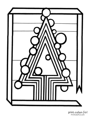 Stylized Christmas tree coloring page (2)