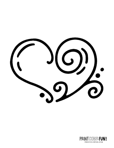 Stylized swirl heart doodle decor printable