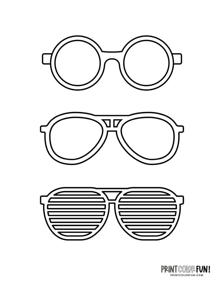 Sunglasses clipart & glasses coloring pages, plus 10 creative craft ...