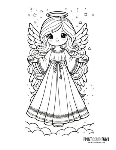 Sweet angel coloring page from PrintColorFun com