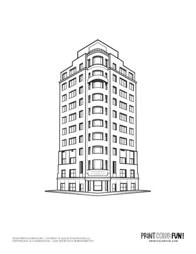 Tall apartment buiilding hotel coloring page from PrintColorFun com (1)