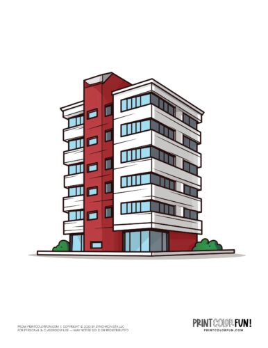 Tall apartment buiilding or office clipart from PrintColorFun com (03)