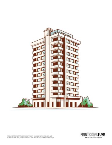 Tall apartment buiilding or office clipart from PrintColorFun com (08)