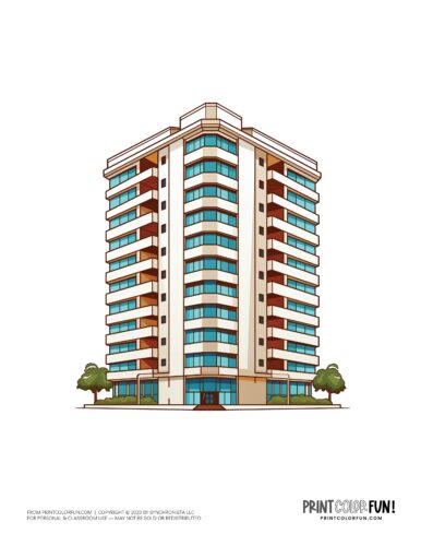 Tall apartment buiilding or office clipart from PrintColorFun com (11)