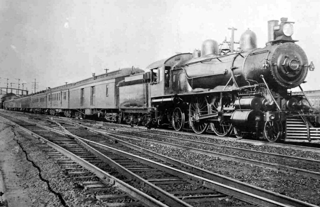 The Overland Limited railroad train seen in 1905
