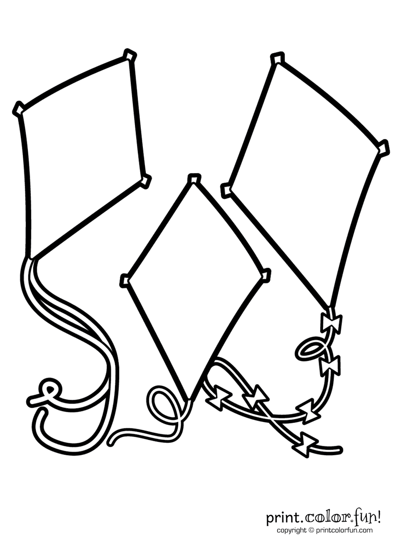 Three Kites Coloring Page Print Color Fun 