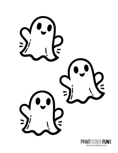 Three little happy ghosts