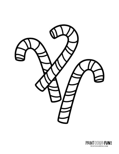 Three simple candy canes coloring page at PrintColorFun com