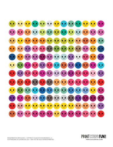 Tiny smiley face stickers from PrintColorFun com