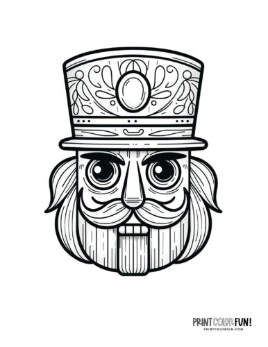 Toy nutcracker face coloring page clipart from PrintColorFun com