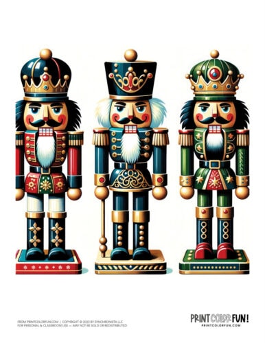 Toy nutcracker soldiers color clipart sets from PrintColorFun com (1)