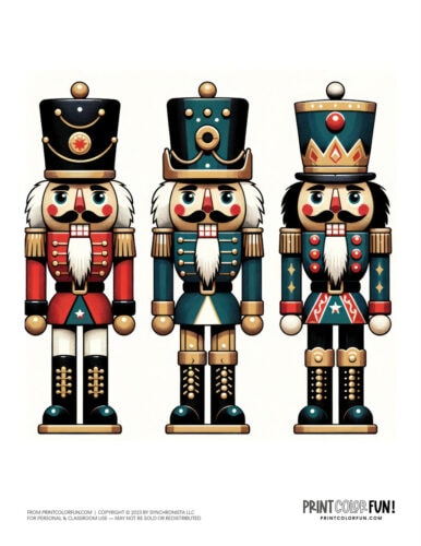 Toy nutcracker soldiers color clipart sets from PrintColorFun com (2)