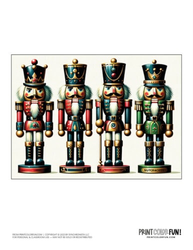 Toy nutcracker soldiers color clipart sets from PrintColorFun com (3)