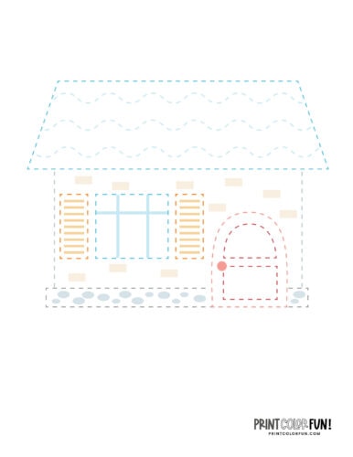 Trace around this little house coloring page from PrintColorFun com