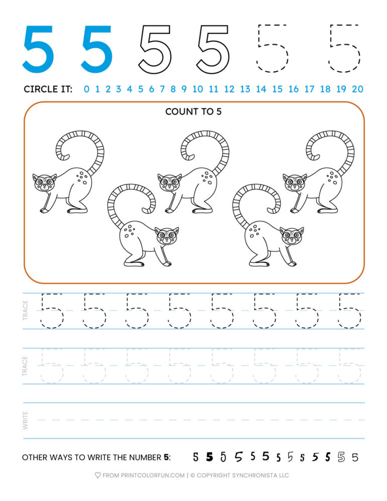 Tracing the number printable activity sheets from 1 to 20, at ...