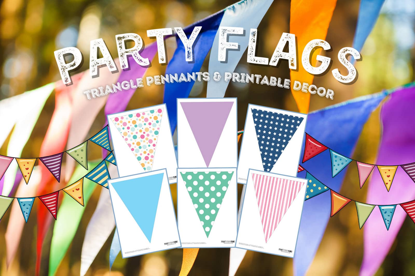 Triangle flag clipart and party pennant decorations from PrintColorFun com
