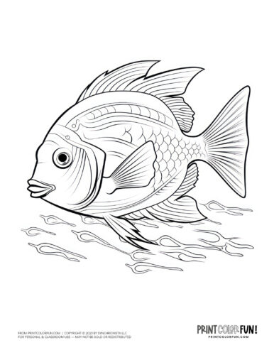 Tropical fish coloring page clipart from PrintColorFun com (01)
