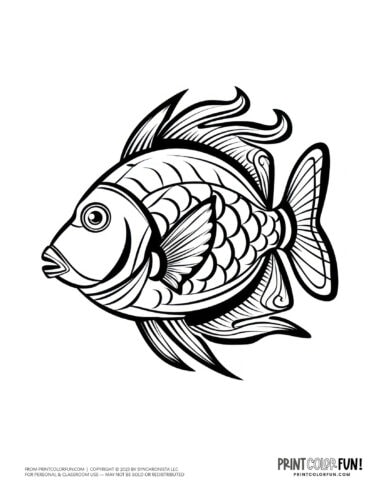 Tropical fish coloring page clipart from PrintColorFun com (04)