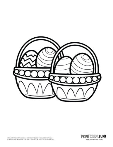 Two Easter baskets coloring page drawing from PrintColorFun com (2)