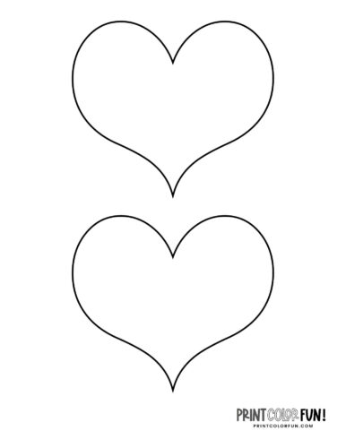 Two big curvy hearts to color