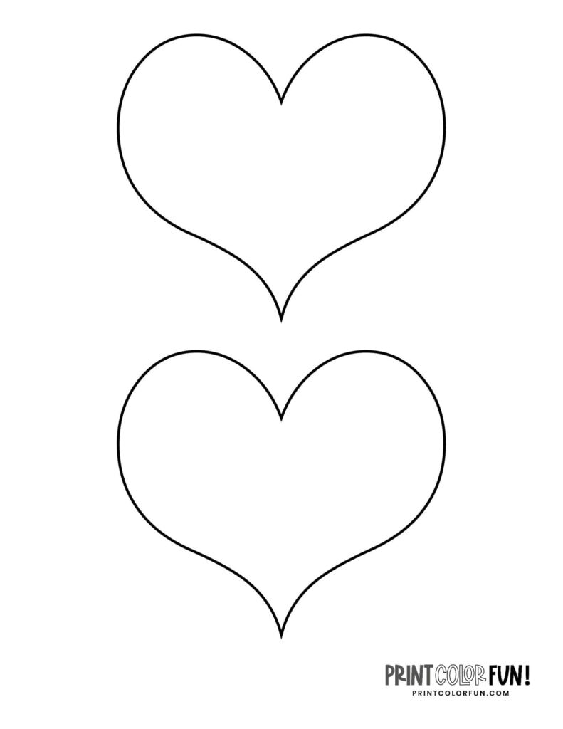 Blank heart shape coloring pages & crafty printables, at PrintColorFun.com