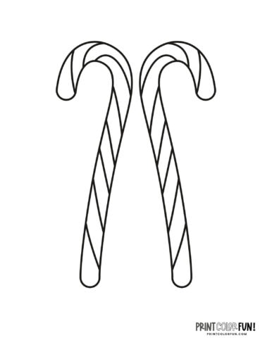 Two candy canes coloring pages from PrintColorFun com