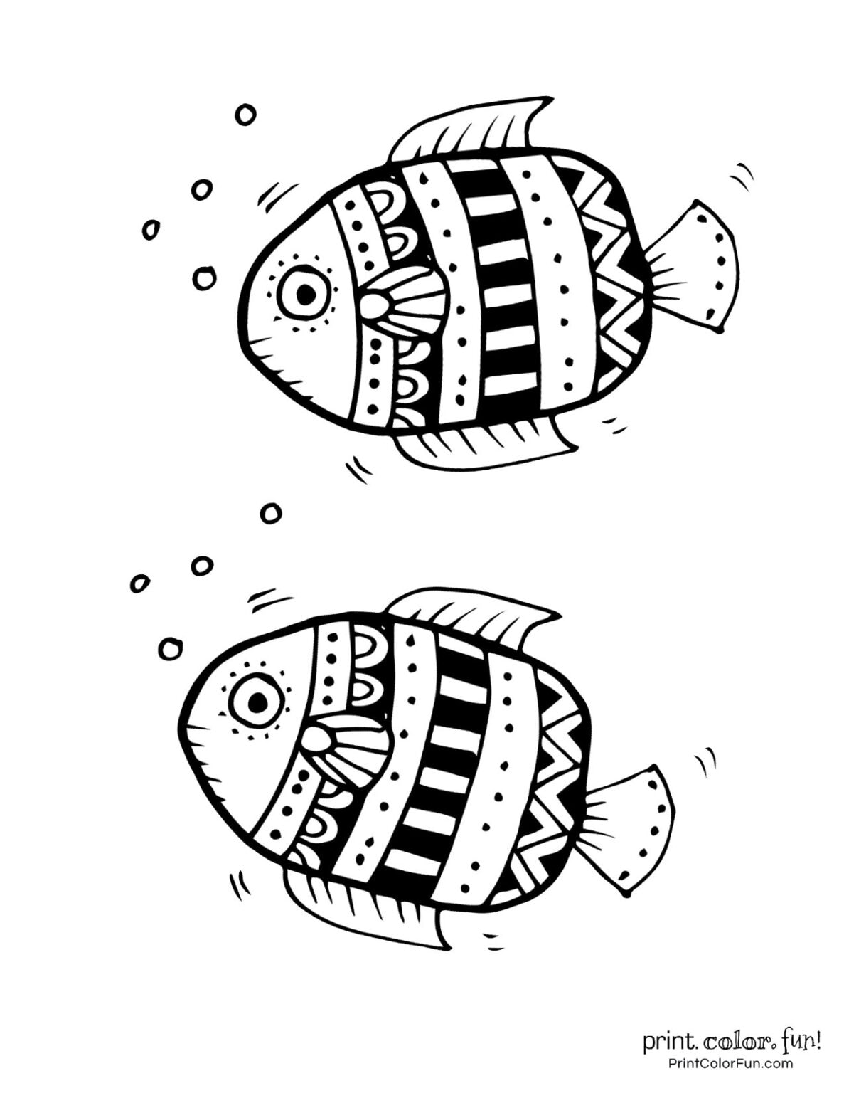 Top 100 fish coloring pages: Cute free printables, at PrintColorFun.com