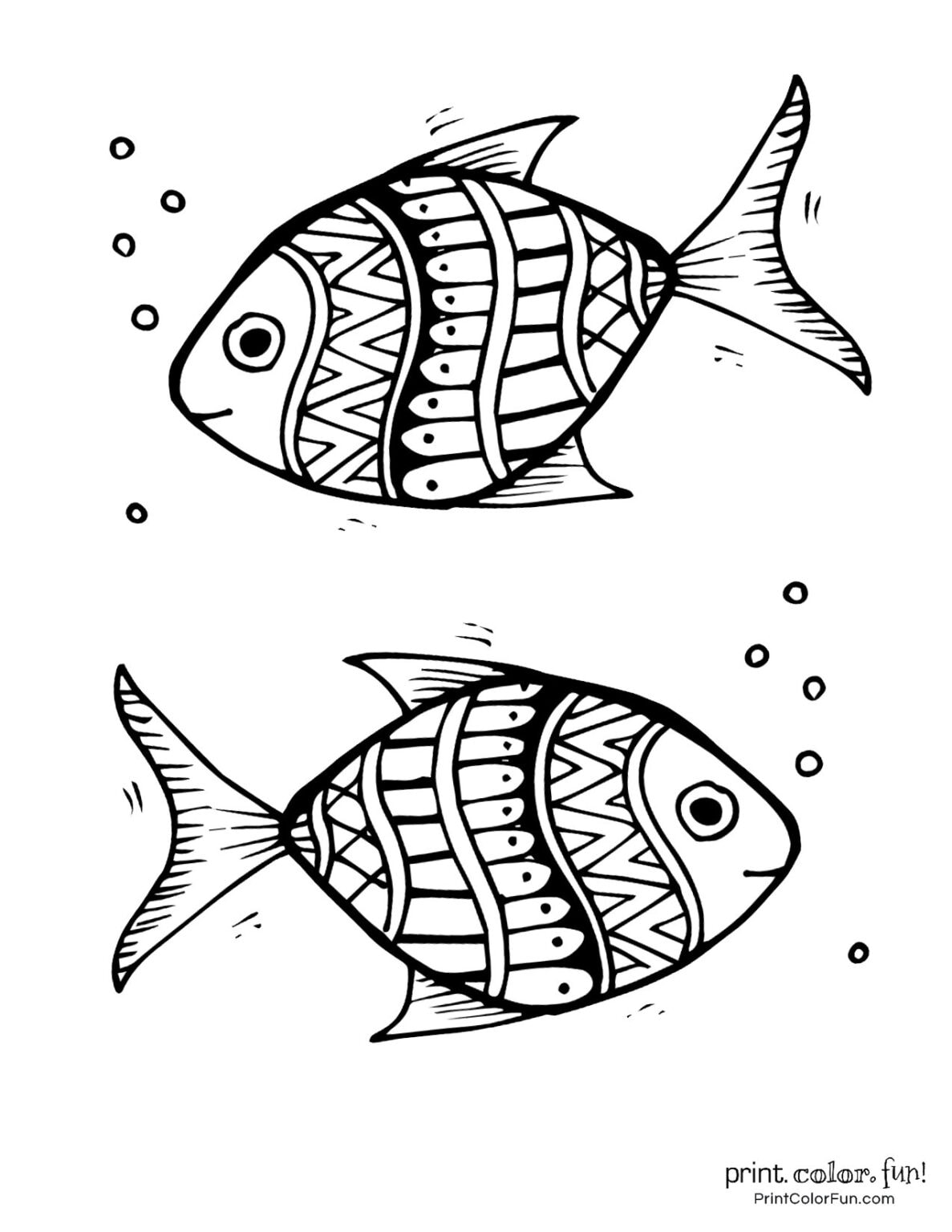 Top 100 fish coloring pages: Cute free printables, at PrintColorFun.com