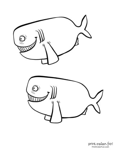 Two funny fish coloring printable from PrintColorFun com (2)