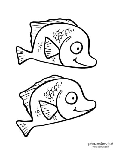 Two funny fish coloring printable from PrintColorFun com (3)