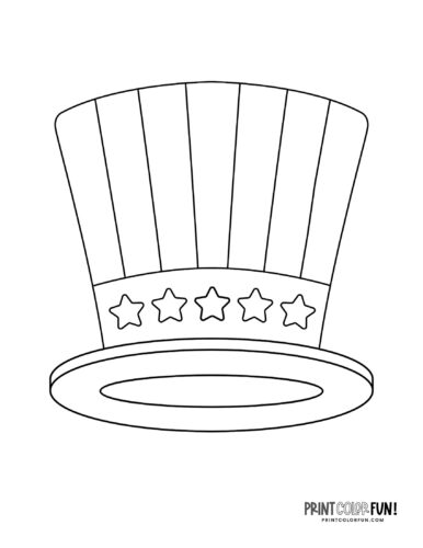 Uncle Sam's hat patriotic coloring page from PrintColorFun com 1