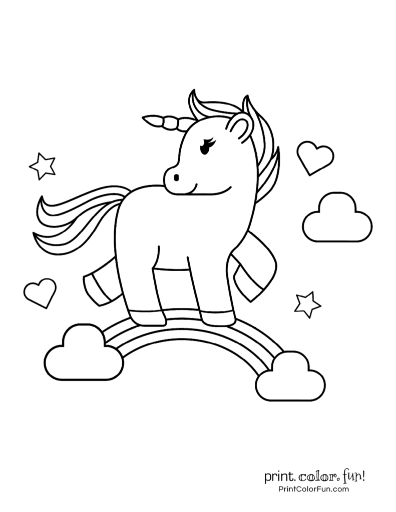 Cute My Little Unicorn: 5 different coloring pages to print - Print