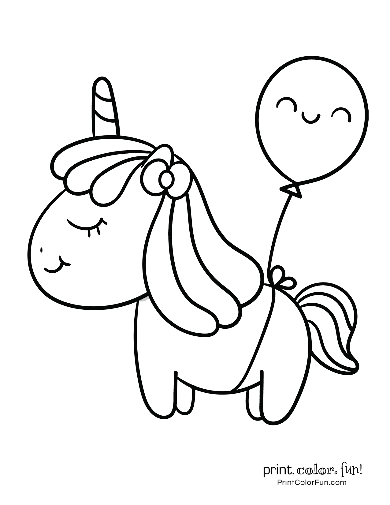 unicorn licorne magique fancy unicorno balloon printcolorfun top42 coloriages télécharger