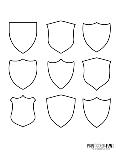 Vareity of old-fashioned shield or crest shapes from PrintColorFun com