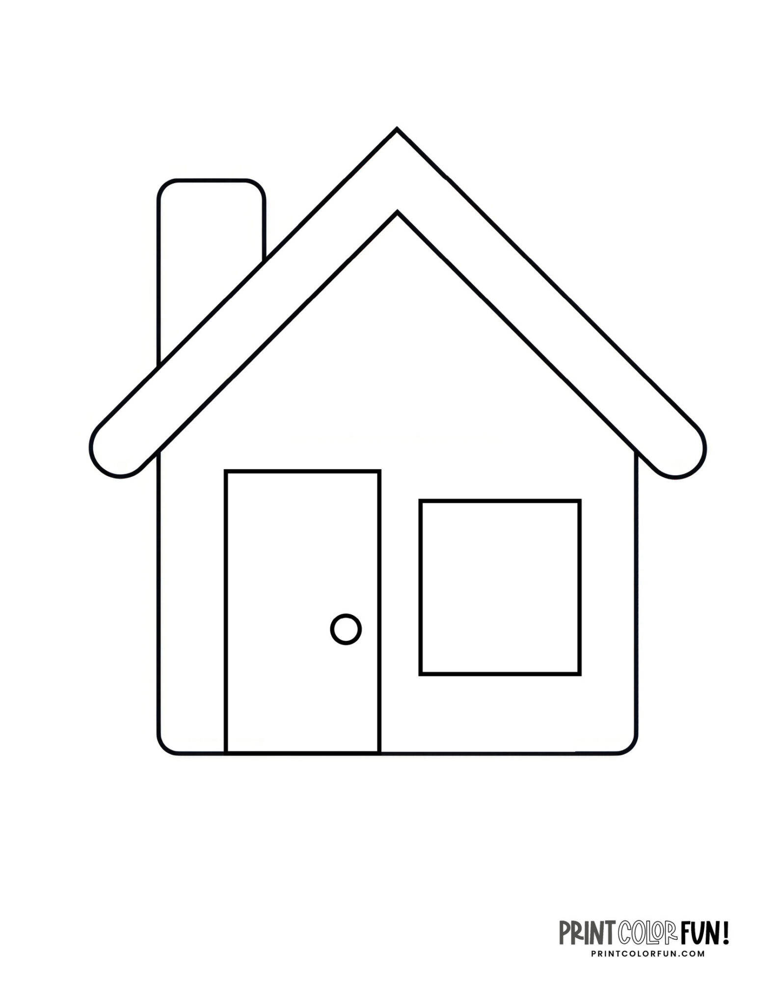 Simple house coloring pages & clipart for kids, at PrintColorFun.com