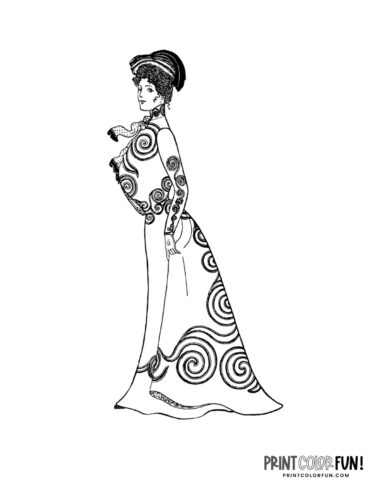 Victorian women's fashion from 1900 coloring printable (3)