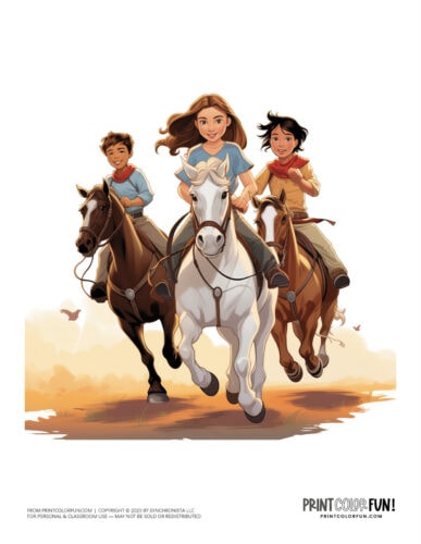 Western horseback riding color clipart from PrintColorFun com 1