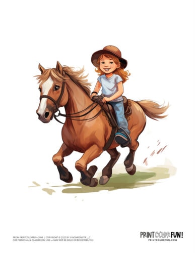 Western horseback riding color clipart from PrintColorFun com 4