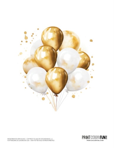 White and gold party balloon clipart from PrintColorFun com (2)