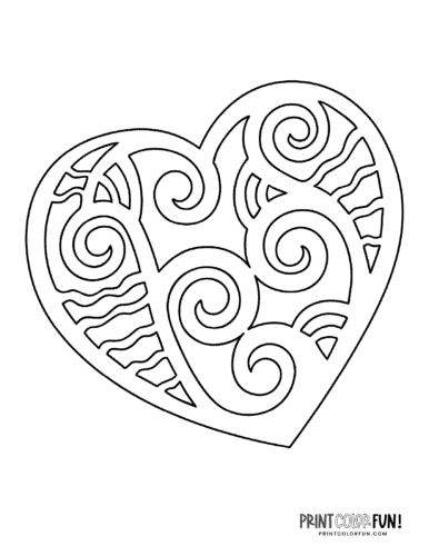 White space heart design coloring page (1)