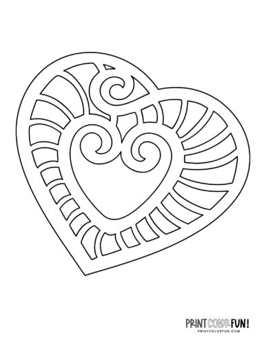 White space heart design coloring page (2)