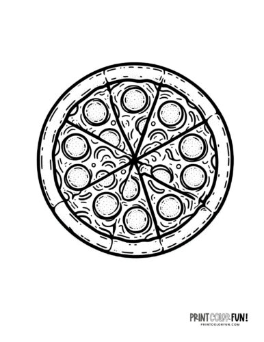 Whole pizza coloring page clipart from PrintColorFun com 1