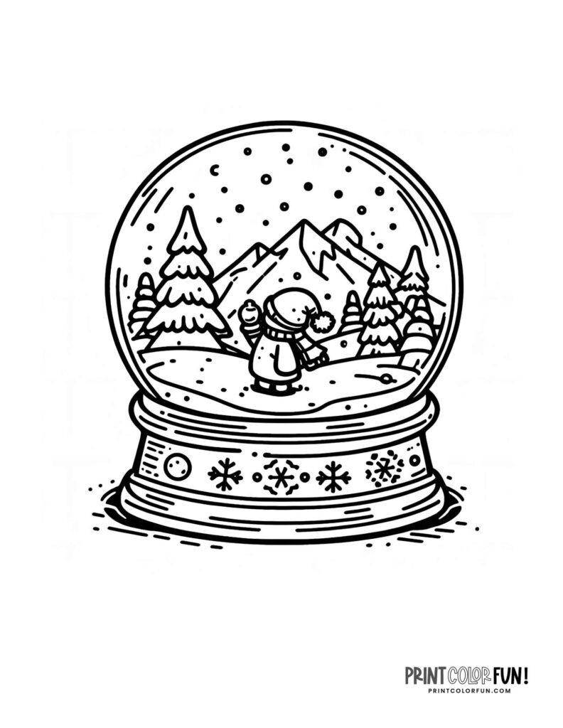 30 snow globe clipart & coloring pages for a magical holiday season, at ...