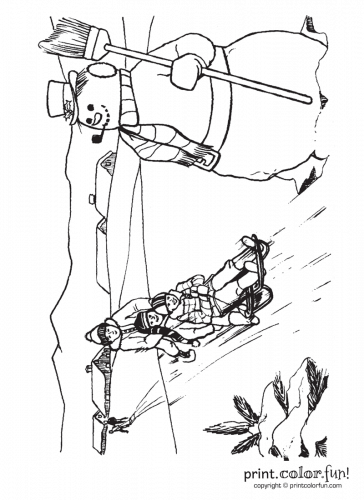 Winter-sledding-and-snowman