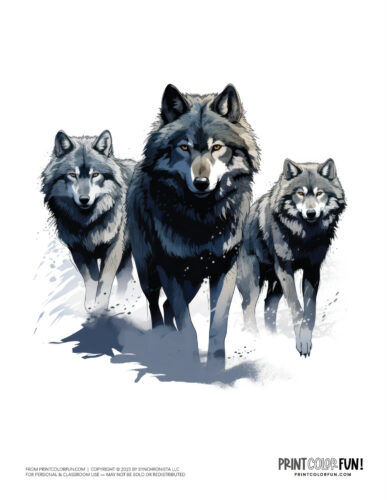 Wolf pack clipart drawing from PrintColorFun com (2)