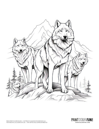 Wolf with cubs coloring page drawing from PrintColorFun com (3)