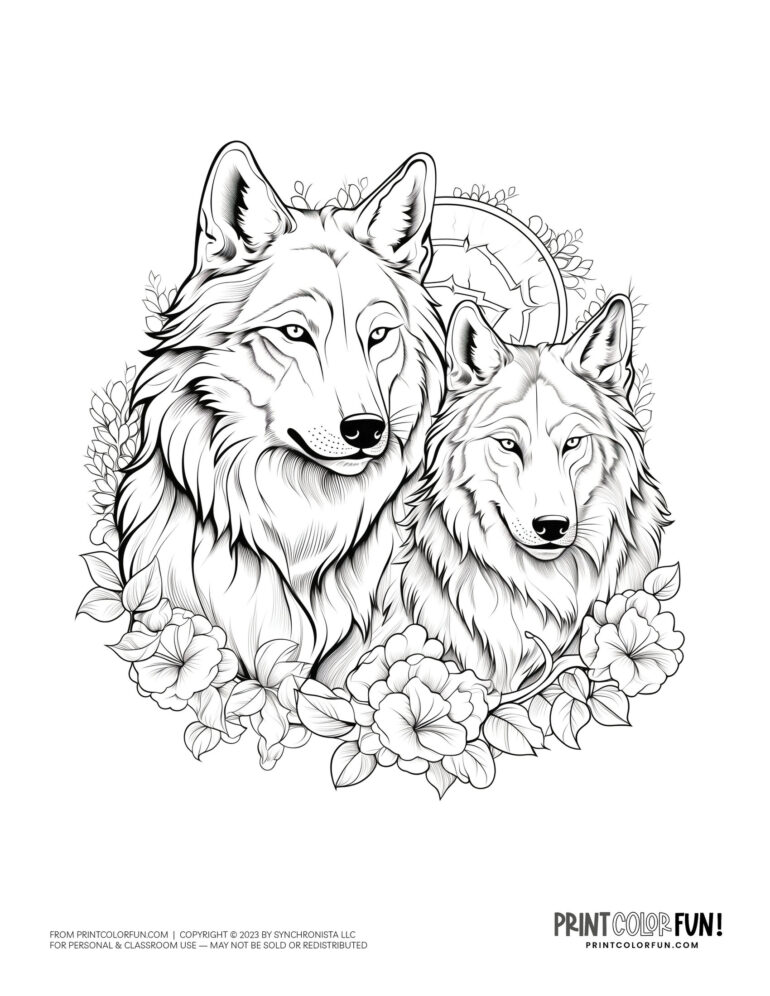 Wolf coloring pages & clipart, at PrintColorFun.com