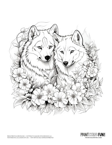 Wolves coloring page clipart from PrintColorFun com (2)