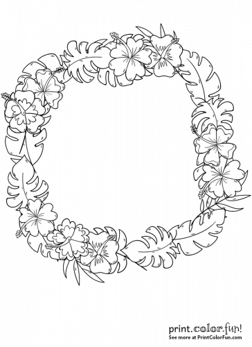 Wreath with tropical flowers