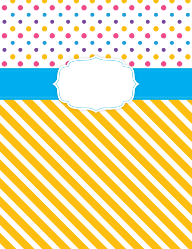 Yellow stripe w blue binder cover printable from PrintColorFun com (Front)